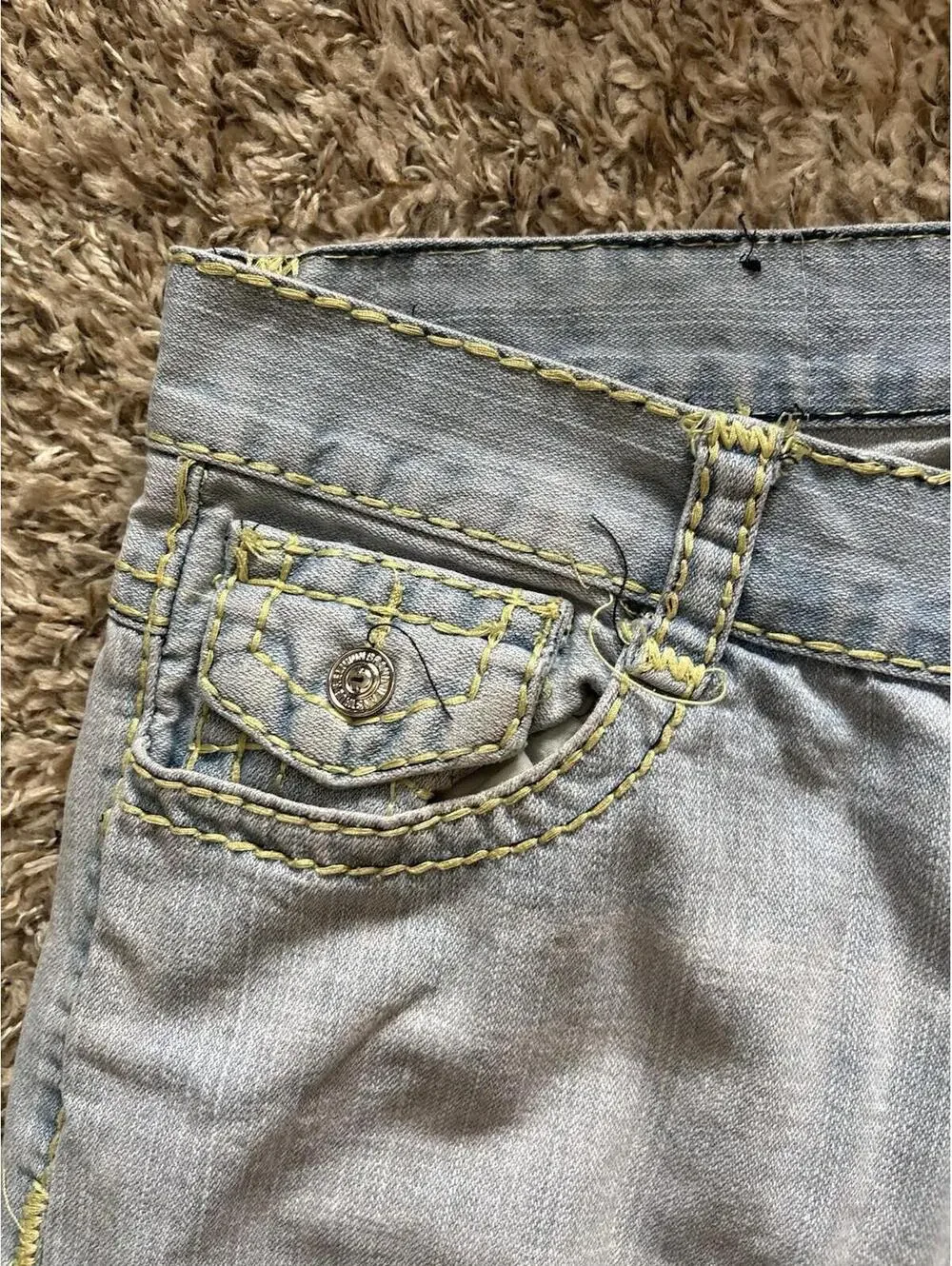 True Religion Billy Super T Denim Jeans Men’s Light Wash Distressed Size 34x30
